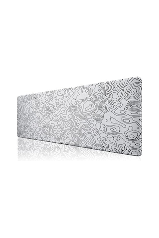 Klasse Pro - 10 Farklı Model Dikişli Kenar 90x40 Cm Oyuncu Gaming Mouse Pad White Map Lines, 90x40 Cm