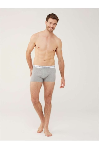 U.S. Polo Assn. Erkek Gri Melanj Tekli Cepli Boxer 80451Y Gri Melanj