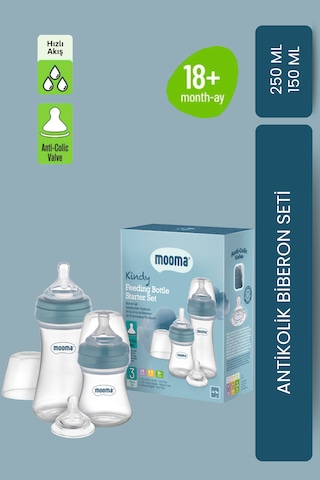 Mooma Kindy 150 ve 250 Ml Biberon Yenidoğan Başlangıç Seti - Bowl Blue
