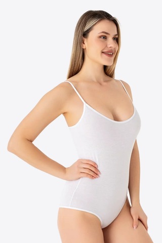 Grey Cat Özel Üretim Kadın Beyaz İp Askılı Çıtçıtlı Atlet Body Zıbın 2'li Düz Desen İç Giyim Basic Model