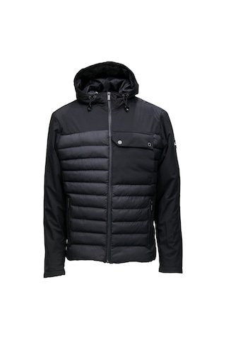 Erkek Kapüşonlu Göğüs Cepli Şişme Siyah Mont 001