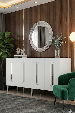 Ka1810bs Rany Konsol ,tv Sehpası Beyaz-silver 180cm