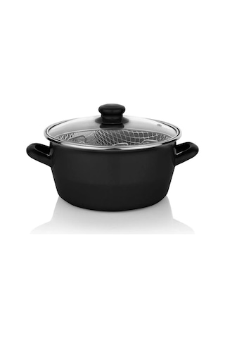 Schafer Siyah Çıtır Kızartma Tenceresi Emaye 22 Cm-3 Parça