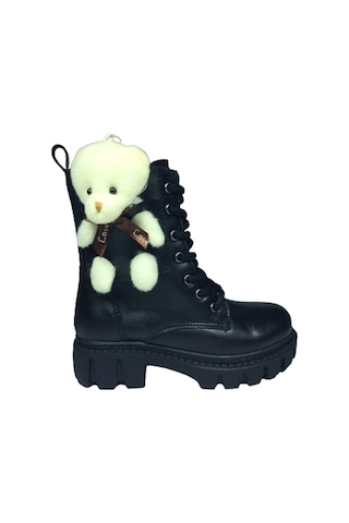 Ortopedikal 1087 Patik Kız Çocuk Siyah 2 Ayıcıklı Bot Bağcıklı Siyah