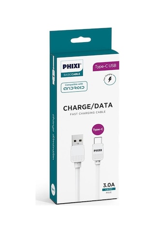 Phixi CB410T Basic 100M Type-C USB Şarj ve Data Kablosu