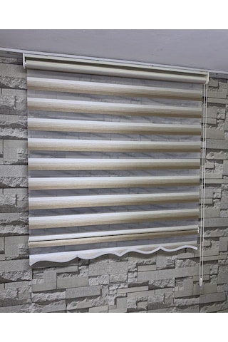 Krem Kahve Geçişli Zebra Perde(Etekli)