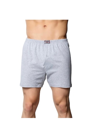 Sedef Yıldızı Erkek Rahat Kesim Düğmeli Boxer 6'lı Paket- 1094 Gri
