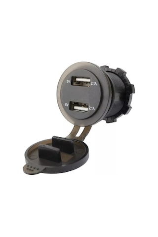 Voltmetreli Usb Portu 4.2a 12v 24v Mavi Led Işıklı