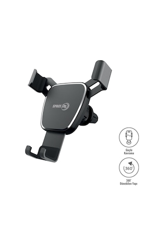 Space24 Spr101 Araç İçi 360 Derece Dönebilen Otomatik Kilitli Telefon Tutucu Siyah Siyah