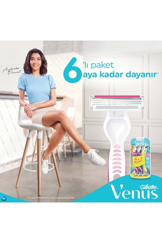 Gillette Venus 3 Renkli Kullan At Tıraş Bıçağı 4+2 Adet