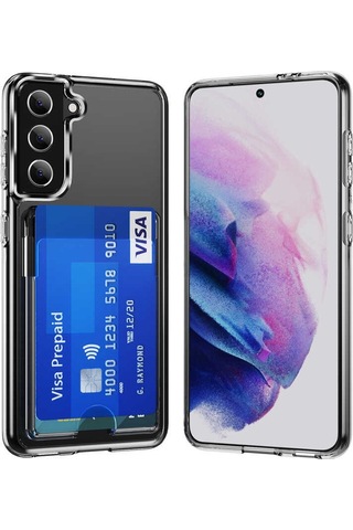 Samsung Galaxy Uyumlu S21 Kılıf Zore Kartlıklı Şeffaf Ensa Kapak
