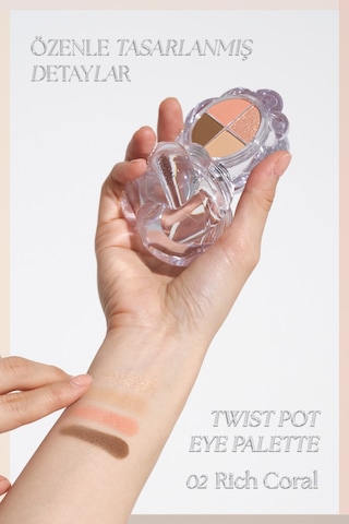 4'lü Far Paleti + Mini Boy Icy Glow Set Muzıgae Mansıon Twist Pot Eye Palette 02 Rich Coral 02 Rich Coral