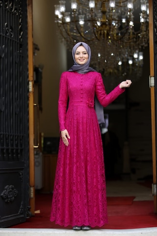 İbrahim Burak Etiler Collection Ahunisa Henna Abiye Fuşya 5646