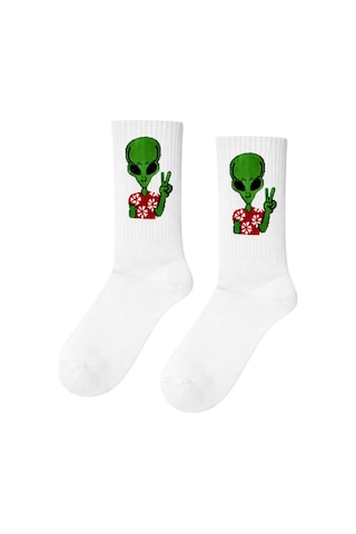 Carnaval Socks Uzaylı Nakışlı 6'lı Kutulu Çorap Seti Siyah Beyaz Tenis 2000386