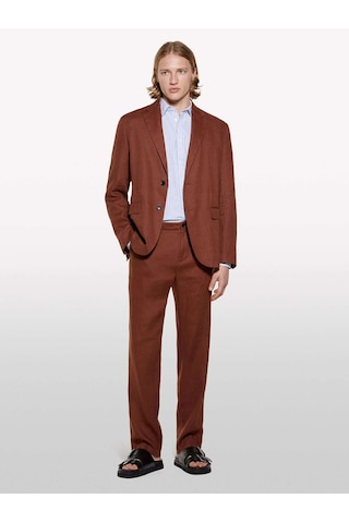 %100 Keten Slim Comfort Fit Pantolon Erkek Kahverengi Pantolon - 325p4aghsf049