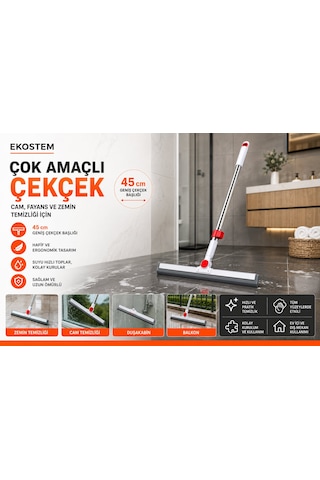 Lüx Teleskopik Saplı Çekçek Silecek Cam, Fayans, Yer Temizleyici Sıyırgaç