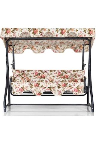 Erinöz Olea 3 Kişilik Bahçe Balkon Teras Salıncağı - İngiliz Gülü