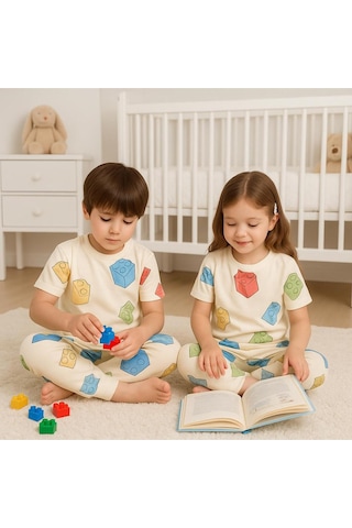 Isobel Kids Lego Desenli Pijama Takım Bej