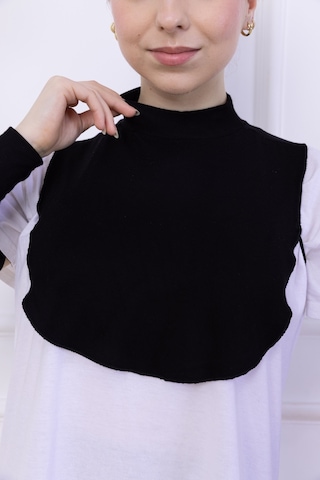 Balıkçı Yaka Boyunluk Siyah - Dik Yakalı Kadın Tesettür Penye Yarım Body Viskon Hijab Siyah