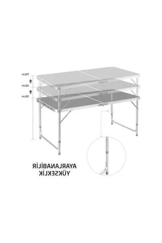 Katlanır Kamp Masası, 120 Cm Boyutunda Ve Kullanışlı Tasarım Abanoz - Beyaz