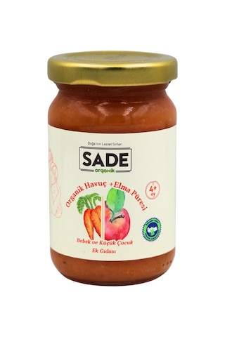 Sade Organik Havuç Elma Püresi 100 Gr