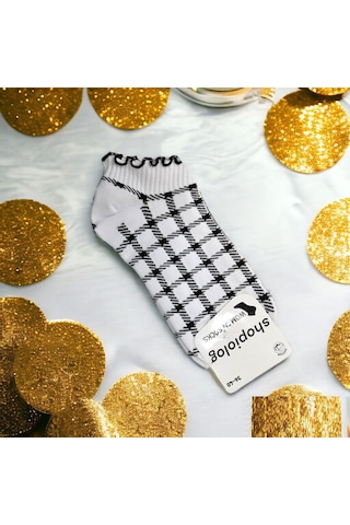 Shopiolog Sevimli Marul Desenli Bilek Çorabı Desen2 Beyaz - Siyah