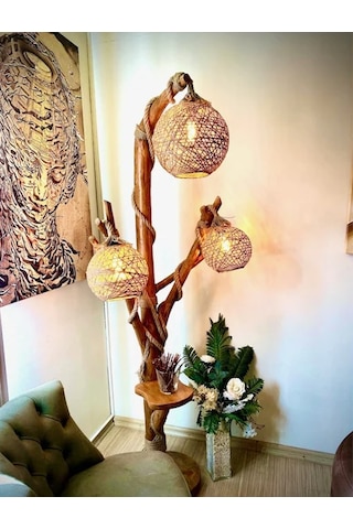 ArtAğaçTasarım Ağaç Lambader Doğal Ahşap Bodrum Serisi Min. 180 Cm