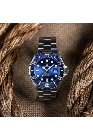Pagani Design Pd-1639-5 Submariner Otomatik Erkek Kol Saati - Blue And Blue Gümüş
