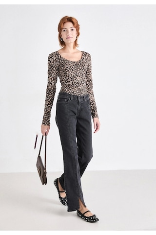 Only 15361325 Genis Yaka Leopar Desenli Kadin Body - Leopar Leopar