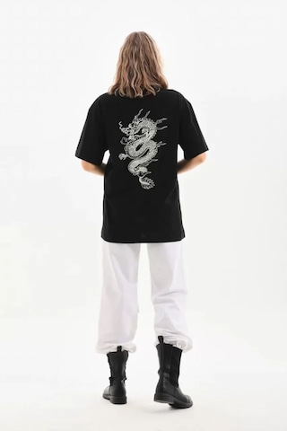 Modi Unisex Baskılı Oversize T-shirt - Siyah