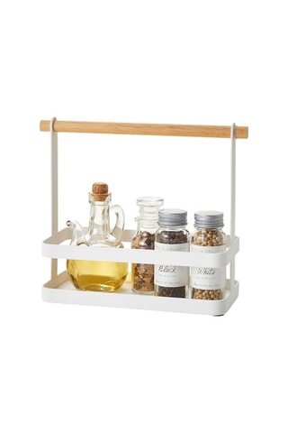 Baharat Standı Beyaz Çelik Ahşap Minimalist 24 X 10 X 20 Cm Çok Renkli
