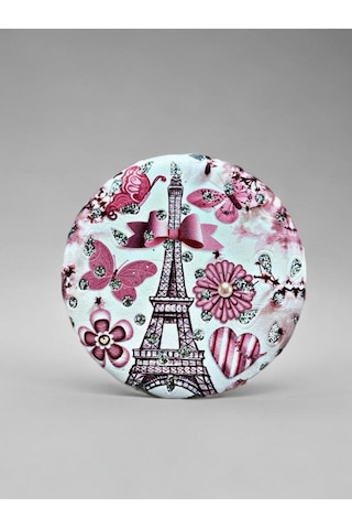 Işıltılı Karışık Desenli Çift Taraflı Yuvarlak Cep Çanta Makyaj Aynası 7cm Çap Kod:16 Çok Renkli