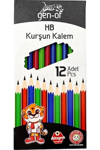 Gen-of Hb Köşeli Kurşun Kalem 12'li + Kopya Kalemi 6'lı Kırmızı + Sınav Silgisi 3'lü