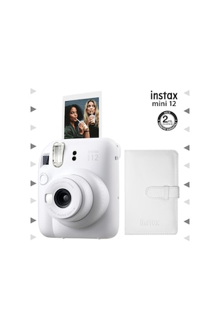 Fujifilm Instax Mini 12 Fotoğraf Makinesi + 96'lı Laporta Albüm Seti Beyaz