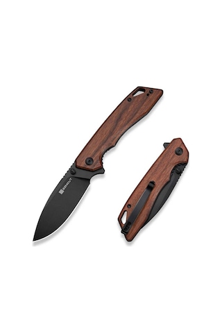 Sencut Stratex Guibourtia Wood Handle Black 9cr18mov Blade Kamp Çakı Kahverengi