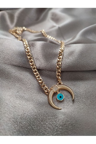 Nazar Detaylı Hilal Model Zincir Kolye Gold - 587013108 Gold
