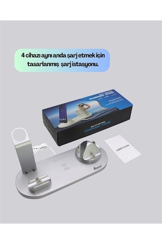 İphone Apple Watch Ve Airpods İle Uyumlu 4'ü 1 Arada Şarj Ünitesi Tüm Apple Cihazları Tek Noktada 06836657
