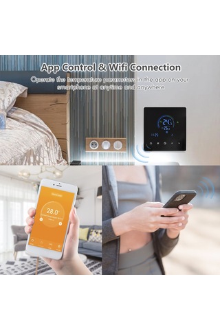 Hfambition Su Isıtması İçin Akıllı Wifi Termostat, Lcd Ekranlı, Telefon App İle Kontrol, Haftalık Programlama, 90-240v