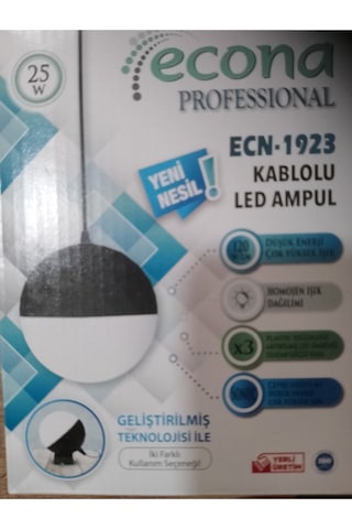 1,5 Metre Kablolu, Arapuatalı, Fişli, 25 Watt Beyaz Işık Led Ampul, Kendin Yap Avize,lambader Ampulü