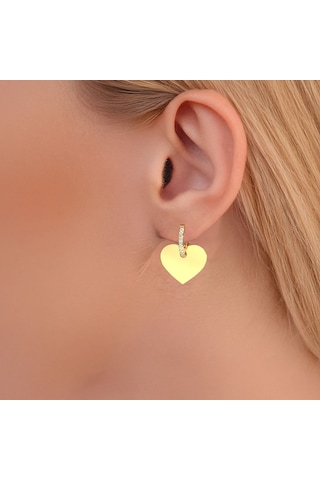 Sade Kalpli Plaka Altın Kaplama Gümüş Küpe Gold