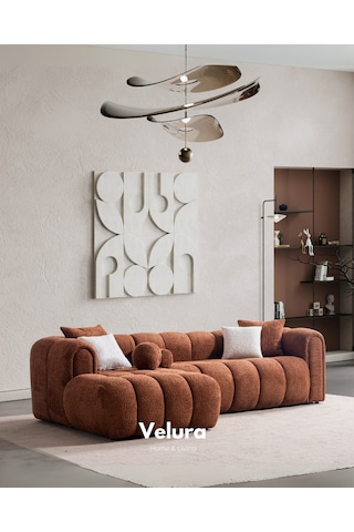 Puffy Premium Uzanmalı Köşe Koltuk Takımı & Oturma Grubu - Kiremit Kiremit