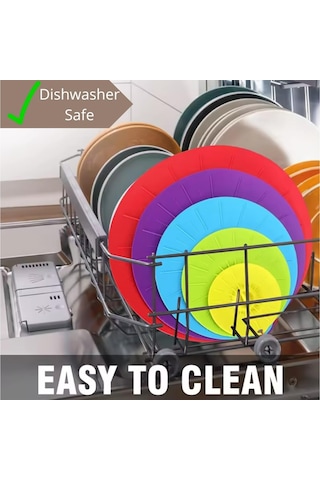 Tencereler Ve Tavalar İçin Silikon Kapaklar, 5 Paket Evrensel Silikon Gıda Kapakları, Yeniden Kullanılabilir, Isıya Dayanıklı Ahşap