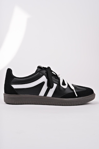 Muggo Retro Çift Bağcıklı Günlük Kadın Sneaker Spor Ayakkabı Siyah - Beyaz