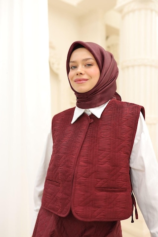 Silk Home Desenli Shiny Eşarp - 8647 - Yeni Bordo Yeni Bordo