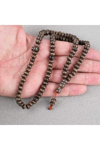 Şimşir Ağacı Renkli Vernikli 99luk Tekerlek Kesim 7x5mm Tesbih - Koyu Kahverengi Kahverengi