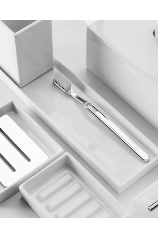 Tepsi, Porselen, Tezgah Üstü, 30xh2x16cm - Beyaz Beyaz