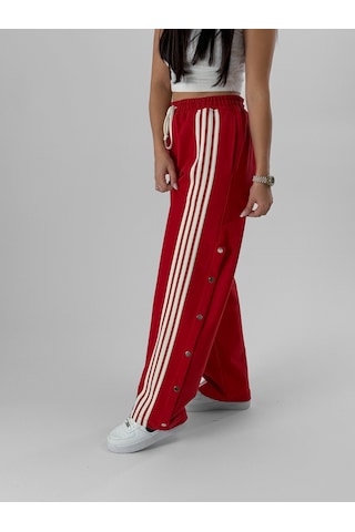 Cocopelli Kadın Şeritli Kırmızı Baggy Pantolon Coc1080 Kırmızı