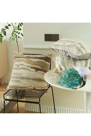 Kırlent Kılıfı Dokulu Gizli Fermuarlı Peluş Yastık Kılıfı Yatak Odası Oturma Odası Mavi