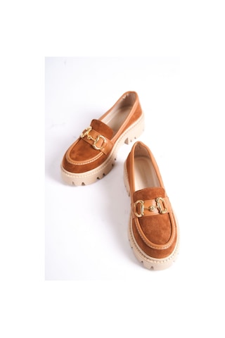 Mubiano Mb1170-tb Kalın Taban Lüx Süet Tokalı Taba Kadın Kolej Loafer Taba