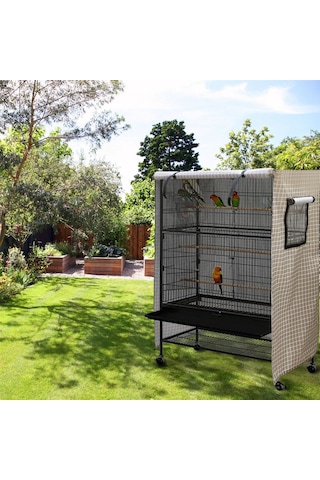 Vkemall Kuş Kafesi Örtüsü Siyah 210d Oxford Kumaş Dışarıda Isı Sağlar Rüzgar/yağmur/güneş Engelleri 130x96x59cm